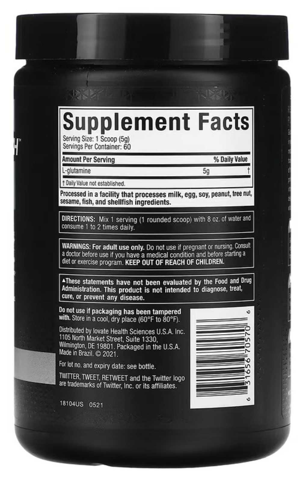 MuscleTech Glutamina 100% Platinum 300 g