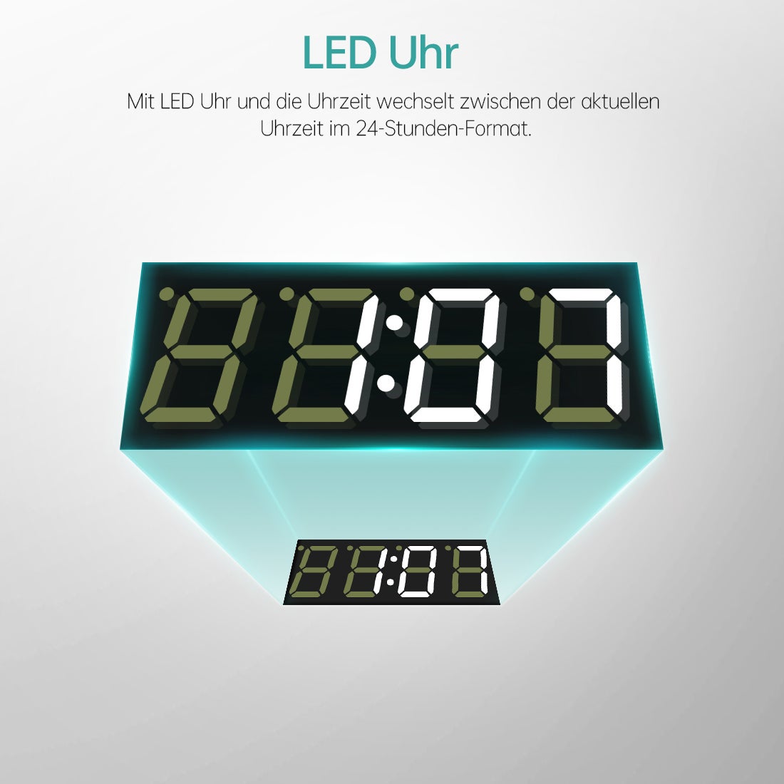EMKE Badkamerspiegel met verlichting, LED-spiegel met aanraakschakelaar, klok, 3x vergroting, 100 x 60 cm, koud wit/warm wit/neutraal wit