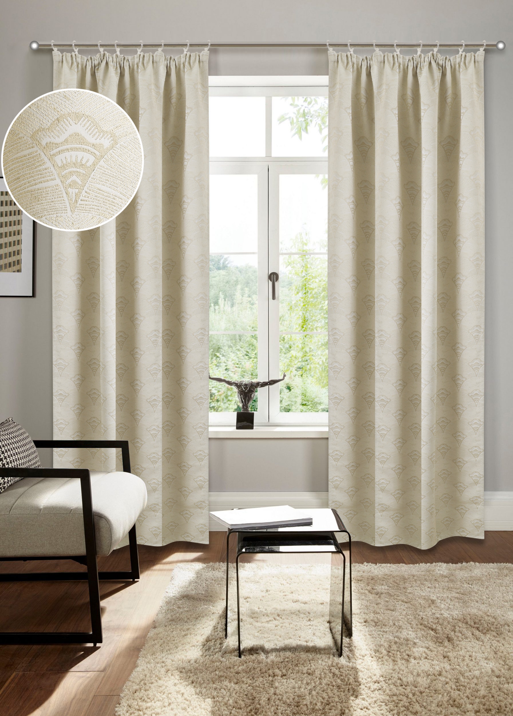 Bruno Banani Verdunkelungsvorhang »Alessio« Kräuselband 1 Stk. tlg. Elegantes Muster, Jacquard, verdunkelnder Vorhang, blickdicht ,modern