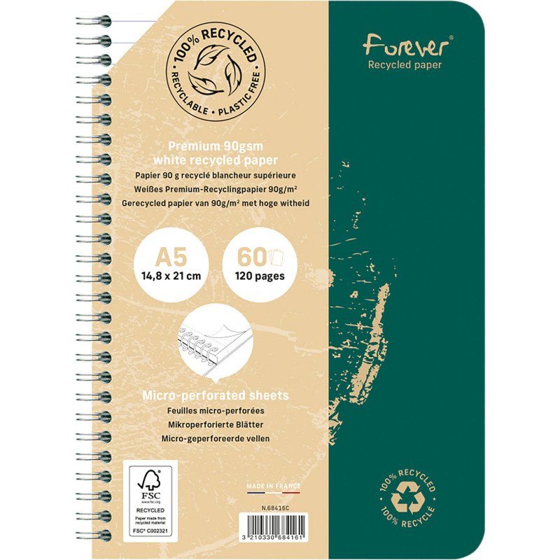 Cahier recyclé Forever Premium A5 - ligné - 120 pages