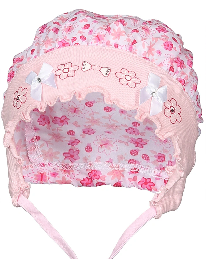 Häubchen FRÜHLINGSTAG mit Strasssteinchen in rosa/pink