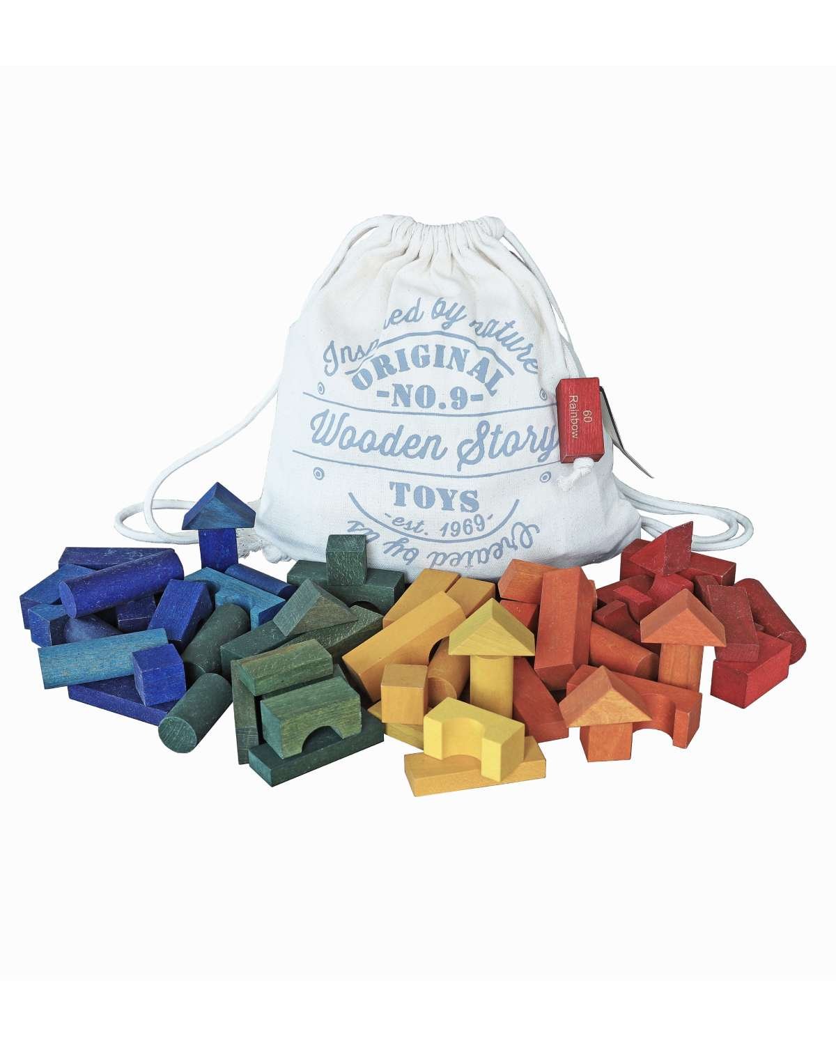Byggeklosser i tre 60stk – Håndlaget | Blocks In Sack