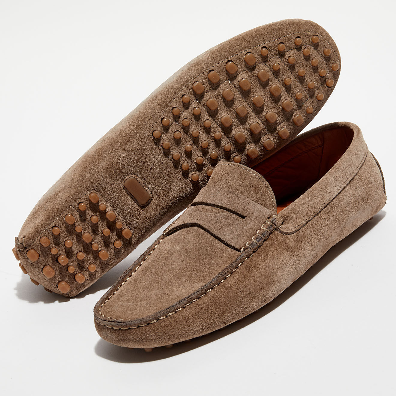 Loafers Mocassins en Velours de Cuir Martin taupe