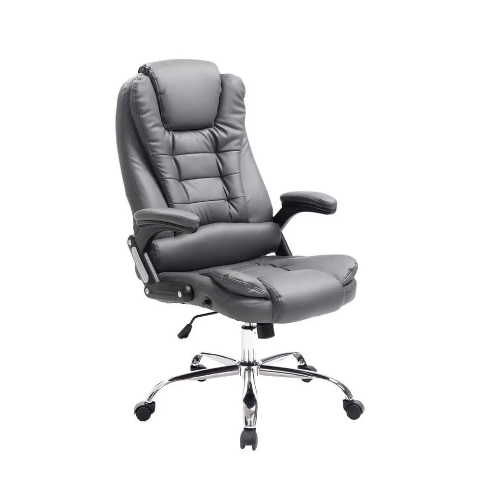 CLP Bureaustoel Thor chroom Frame - Kunstleer - grijs