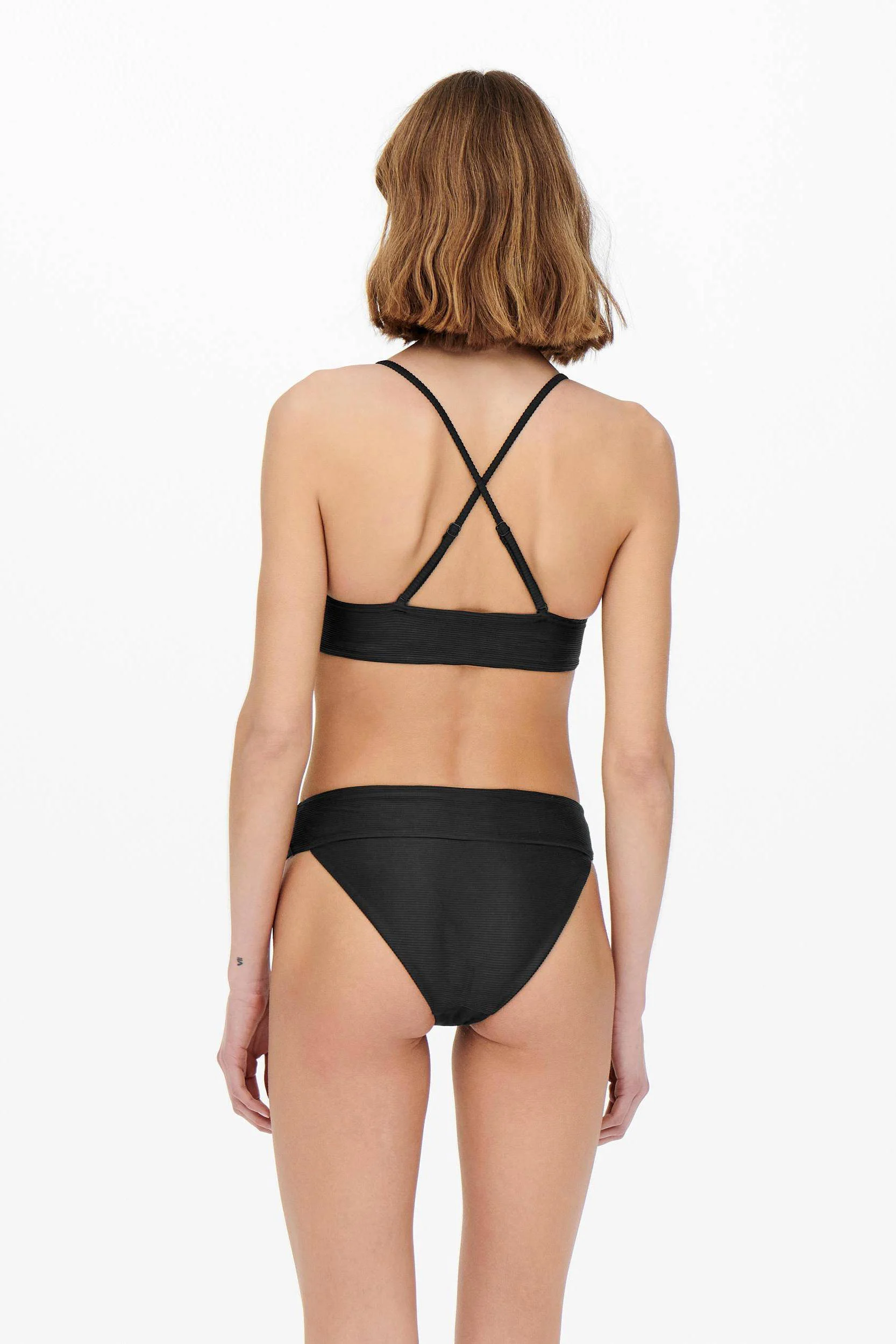 ONLY bikinibroekje ONLBOBBY met ribstructuur zwart