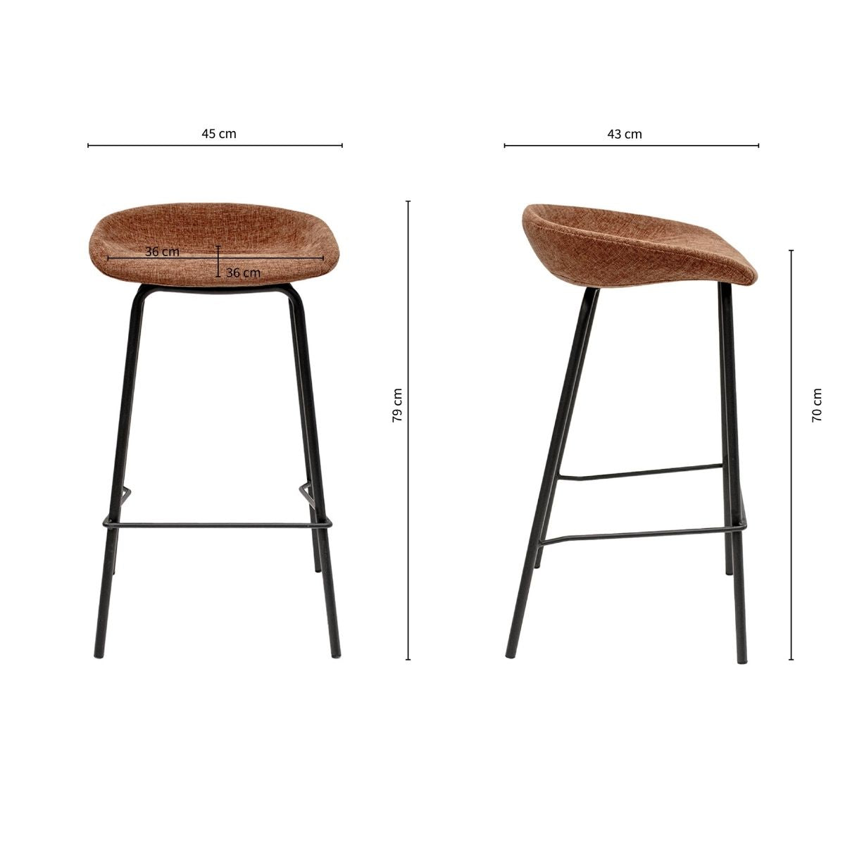 Kick barkruk Riga - 70cm - Terra