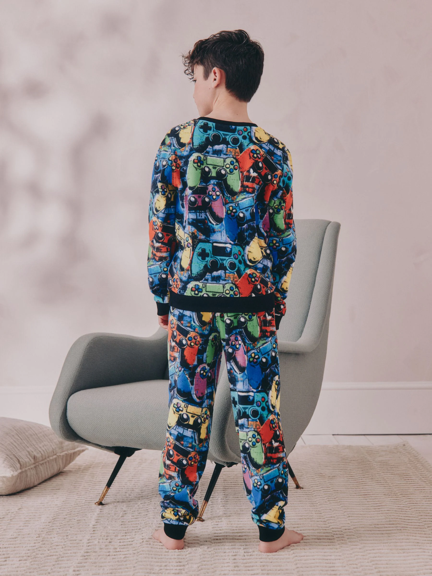 Meerkleurig - Enkele behaaglijke fleece pyjama (3 - 16 jr)
