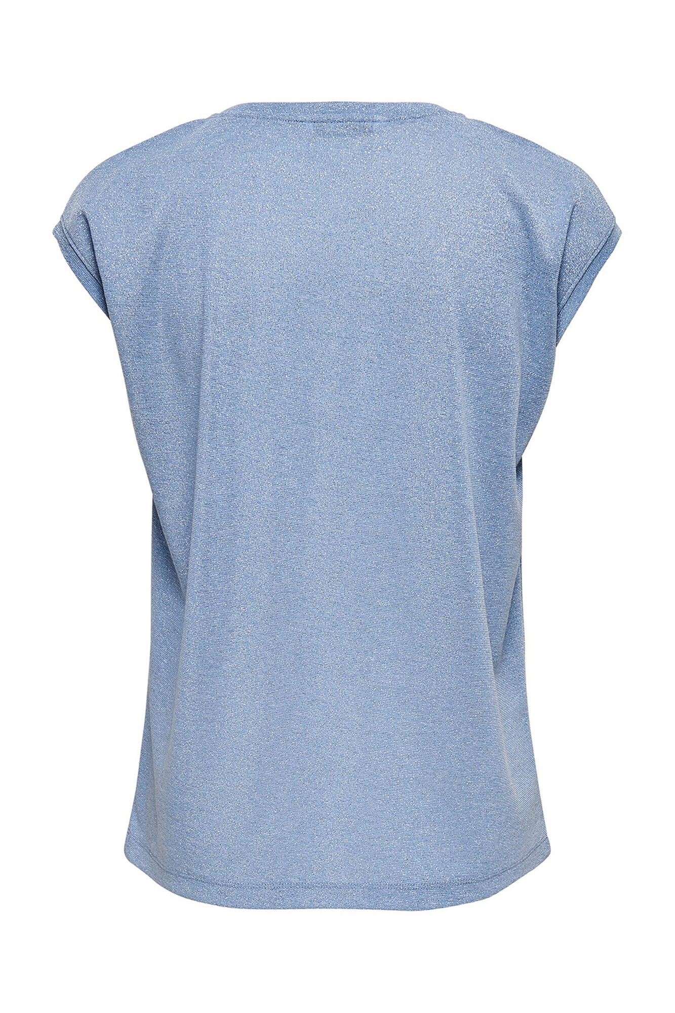 Camiseta com decote em V e lurex