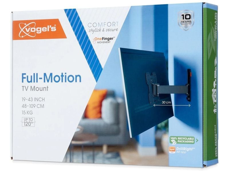 Vogel's Wandhalterung COMFORT TVM 3225B Schwarz Schwenkbare TV-Wandhalterung für 19