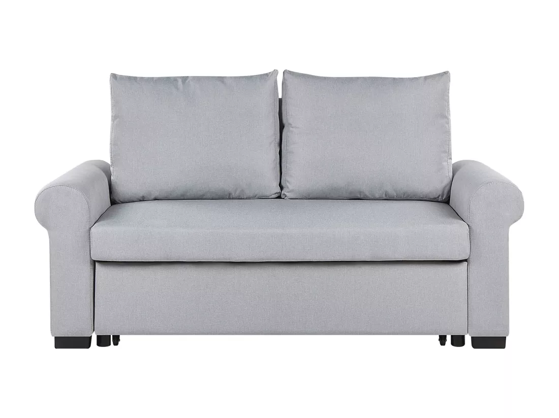Canapé 2 places convertible en tissu gris clair SILDA