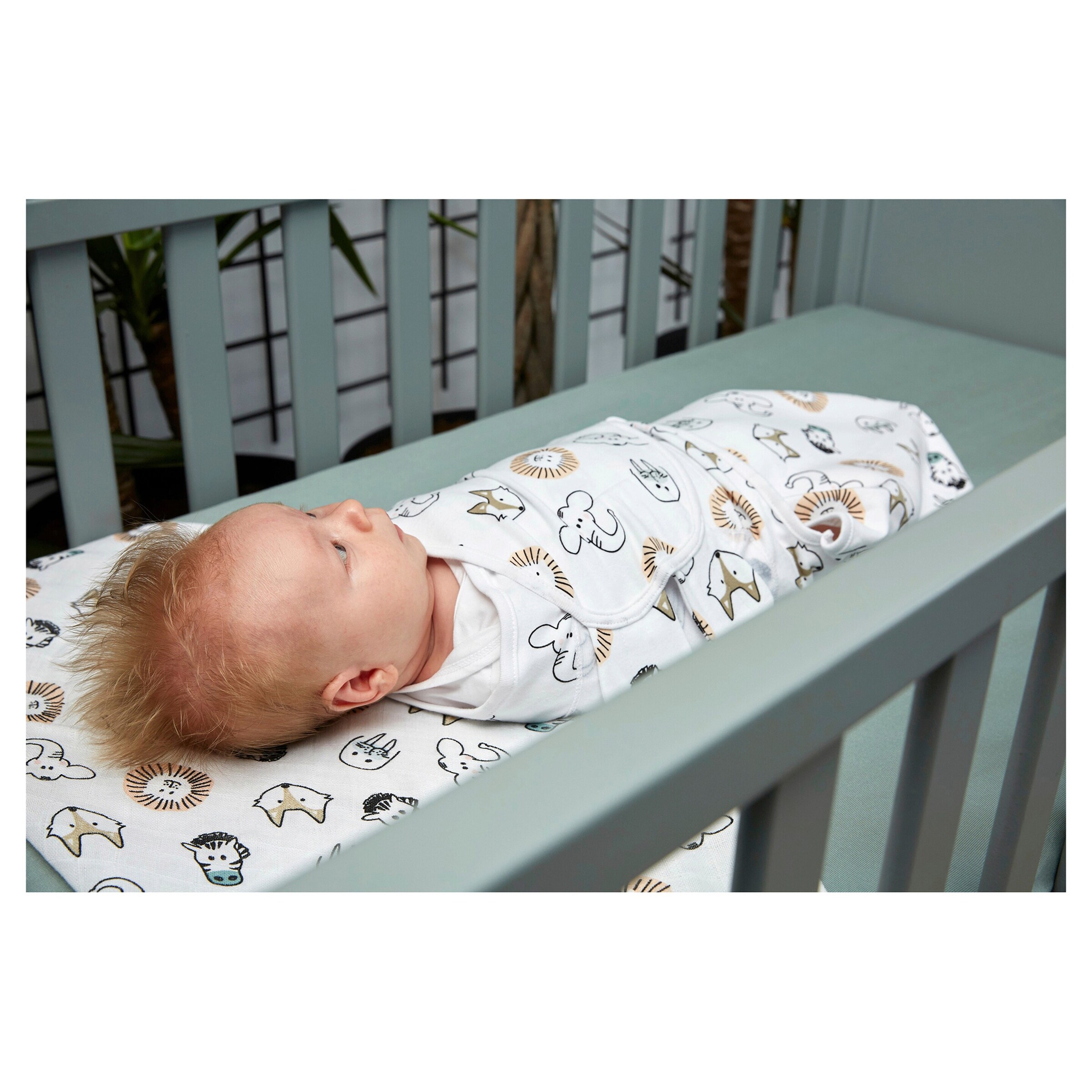 Meyco Baby 2er-Pack Pucktuch SwaddleMeyco 1.0 TOG Größe S/M weiß / bunt