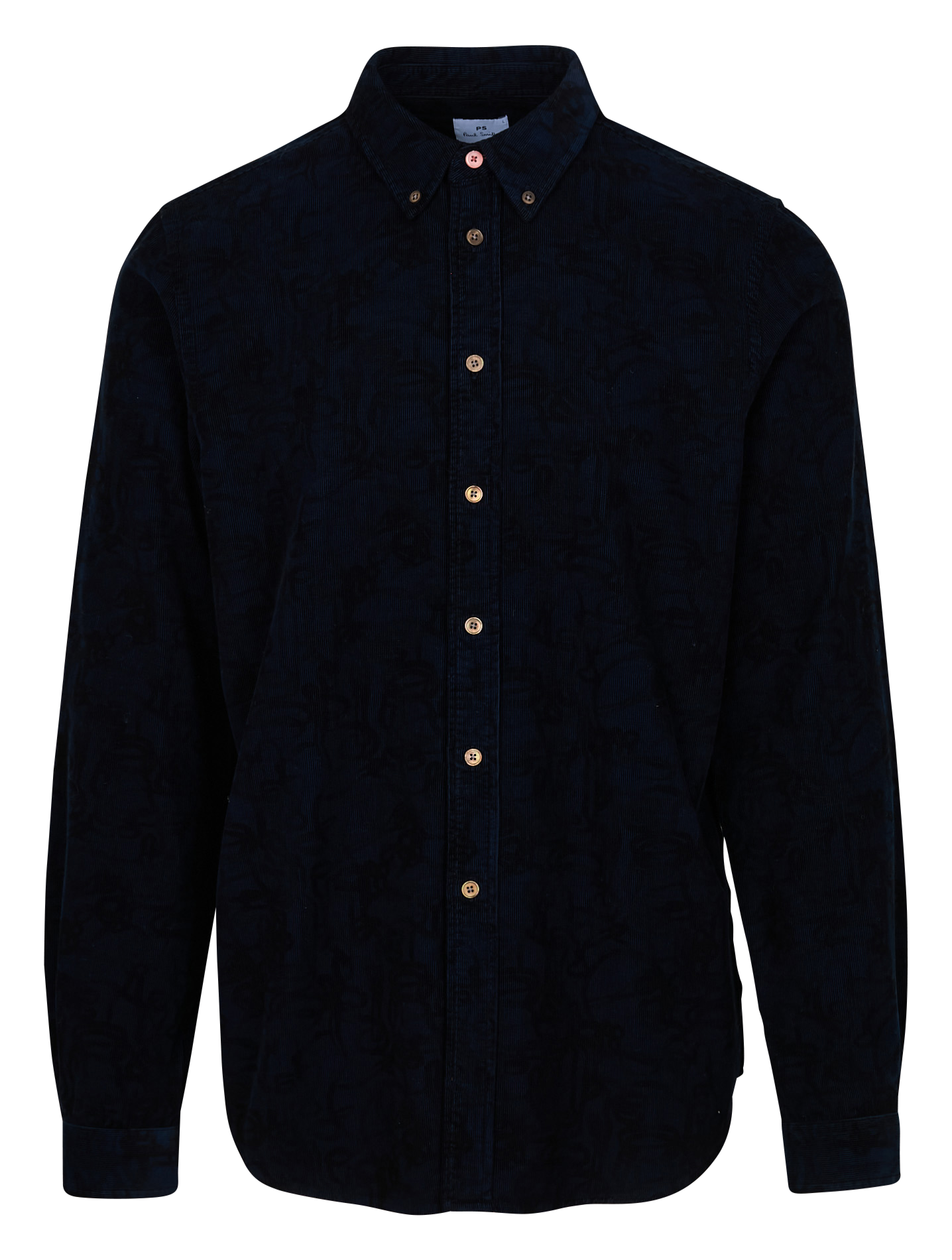 Chemise col classique en velours côtelé | Bleu
