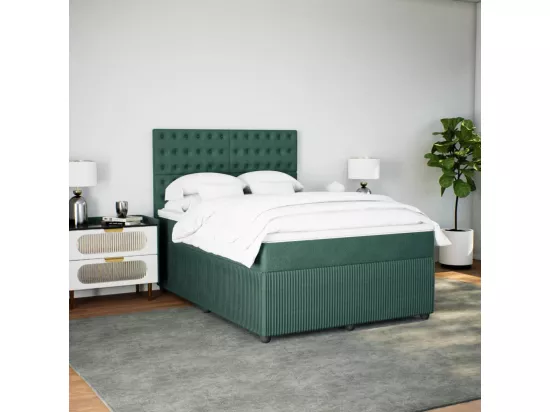 Sommier à lattes de lit et matelas Vert foncé 160x200cm Velours