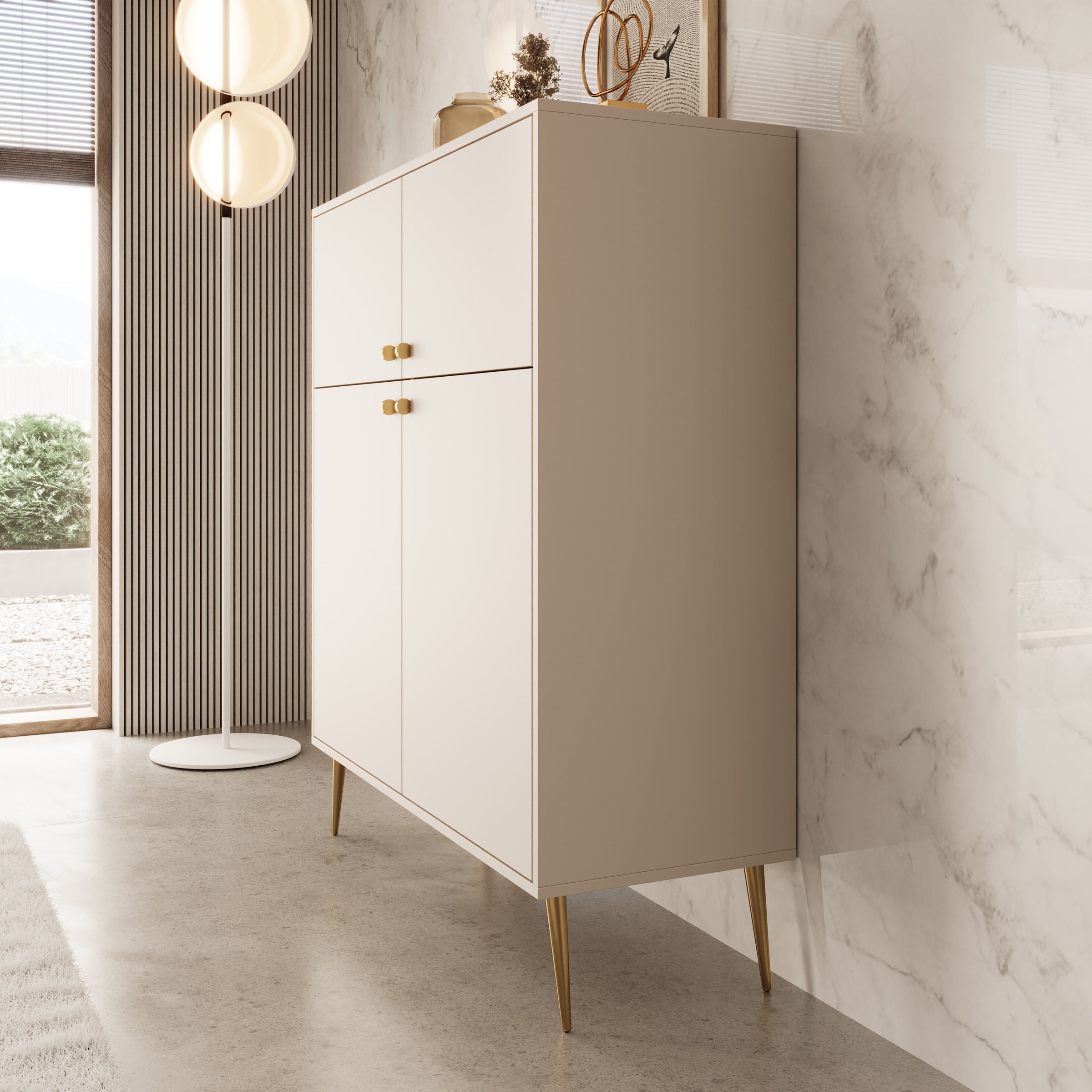 Meubella - Reunion - Dressoir - Beige - 105x41x122 cm