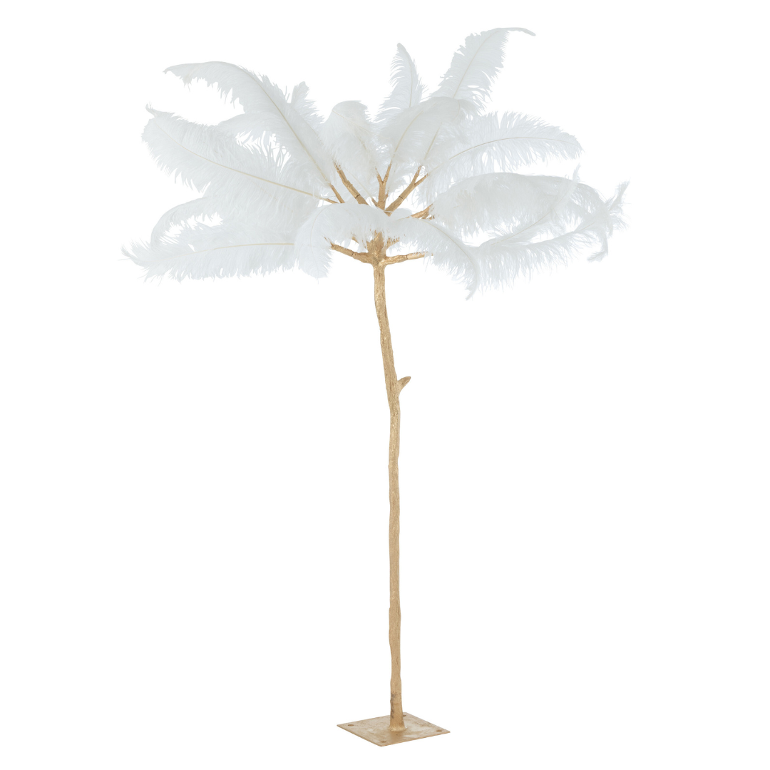 Kunstboom Pluimen staal goud/wit large