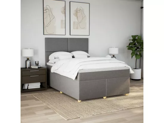 Sommier à lattes de lit avec matelas Taupe 160x200 cm Tissu
