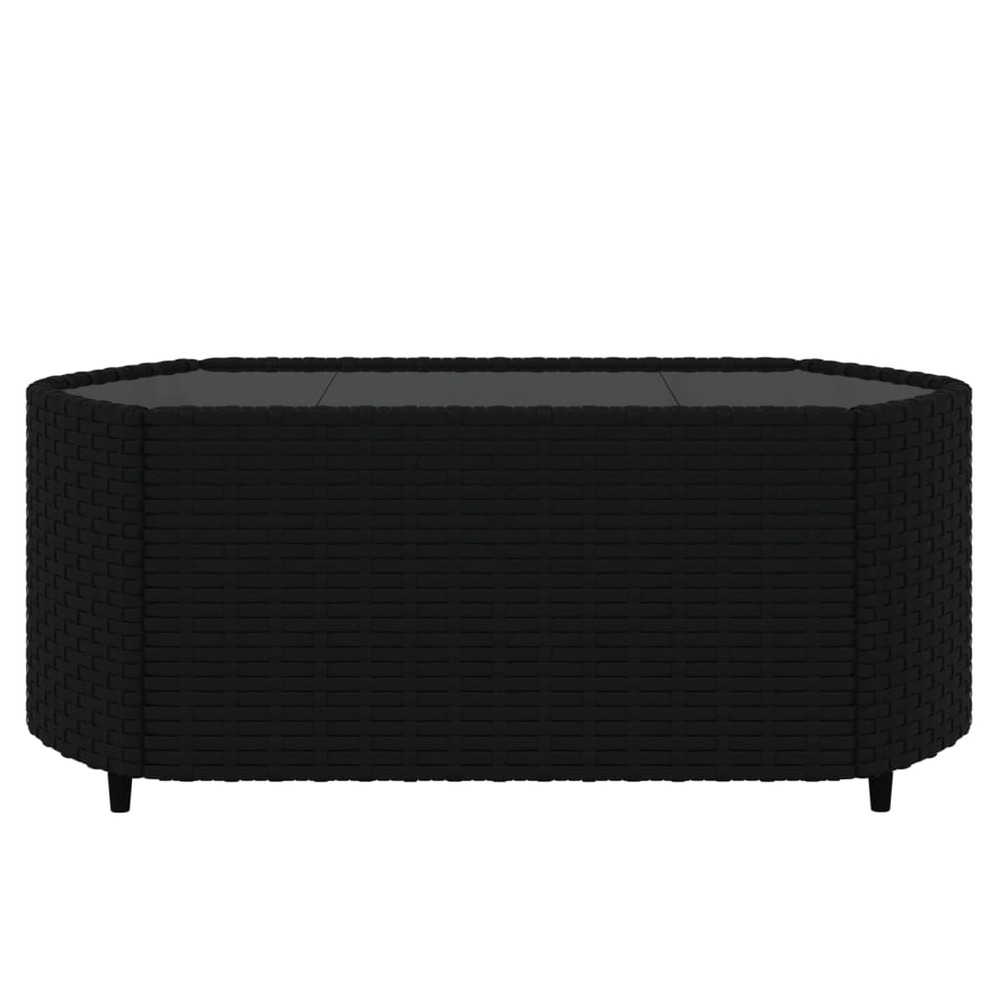 Salon de jardin meuble d'extérieur ensemble de mobilier 4 pièces avec coussins noir résine tressée