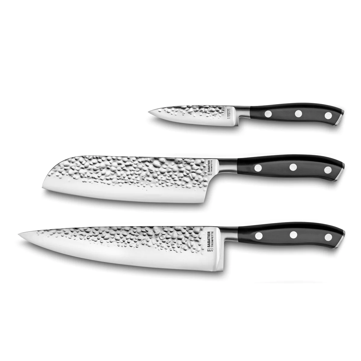 Carbon - Set de 3 couteaux de cuisine Sabatier Trompette
