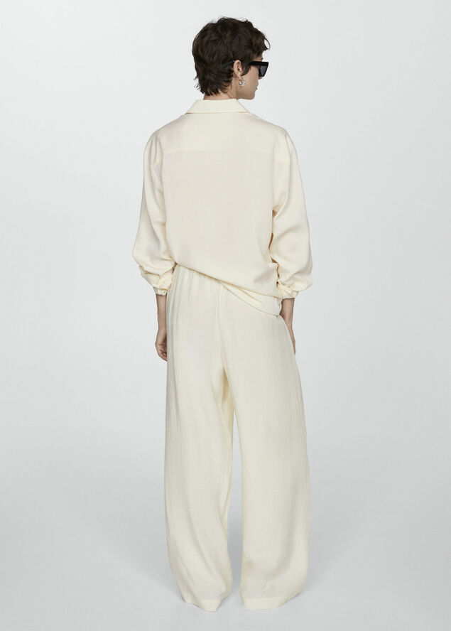 MANGO Wideleg lyocell trousers Light beige