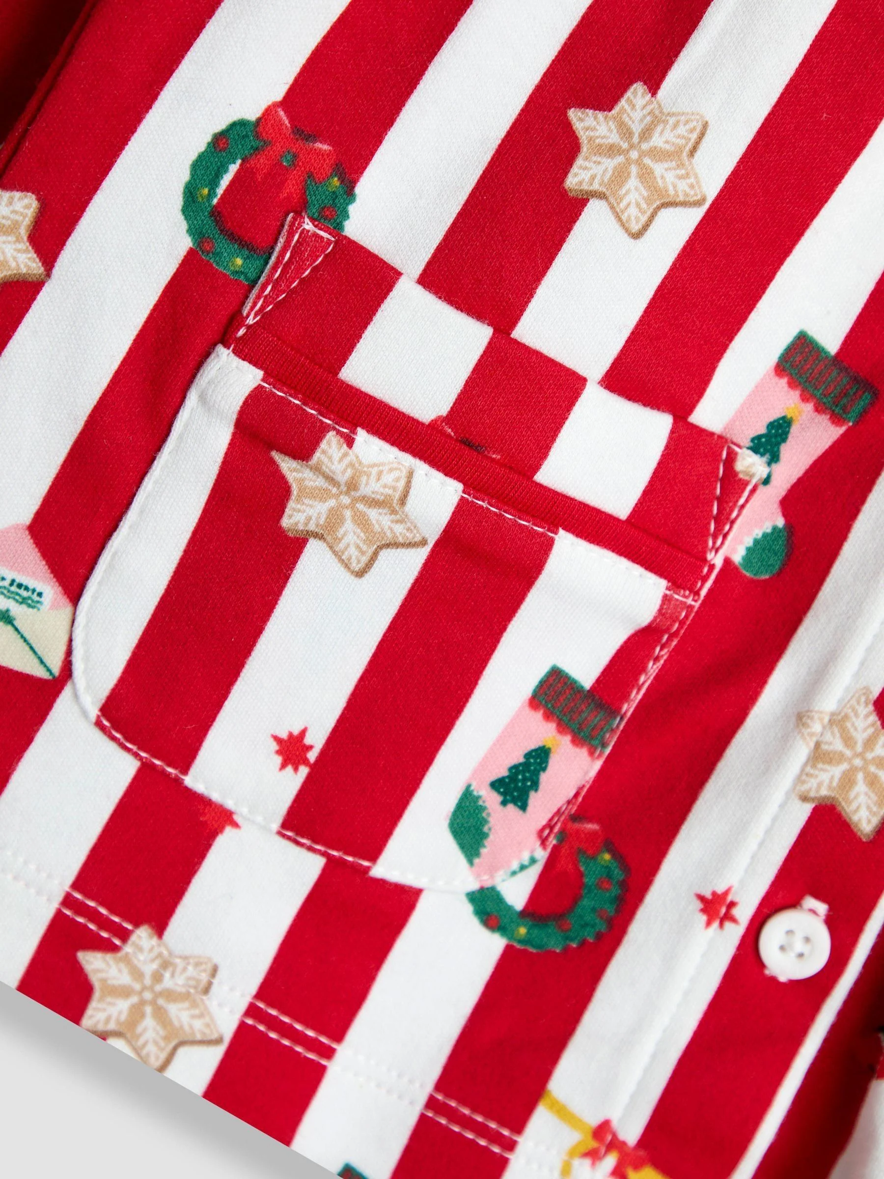 JoJo Maman Bébé Kerstmis Print Jersey Pyjama's met Mooie Kraag