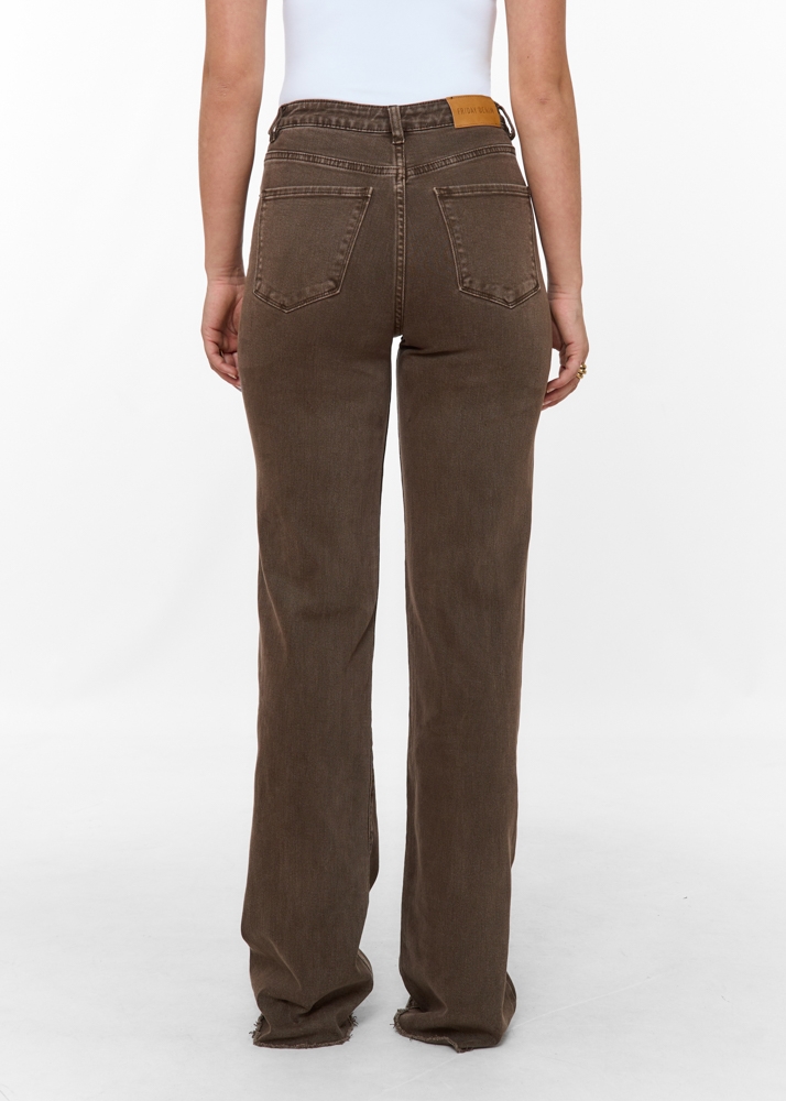 Straight leg stretch jeans choco bruin