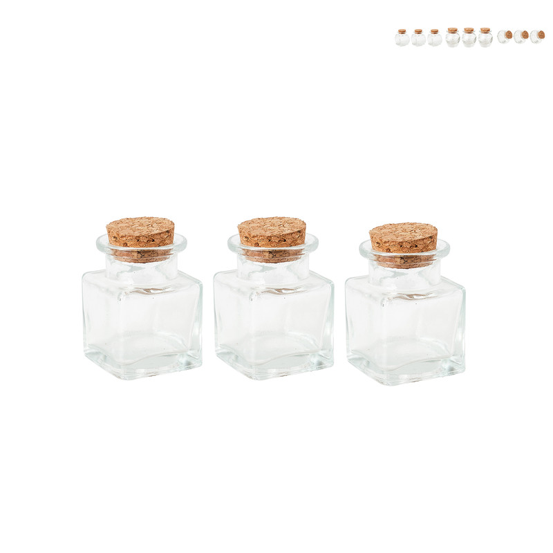 Mini opbergpotje met kurk - set van 3 - 5 ml