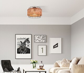 GINA Deckenlampe braun, schwarz 15668D, D/H: 35 x 24,5 cm, Metall, Holz