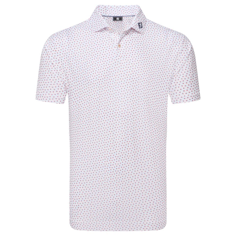 Bounce Print Pique Herre Hvit