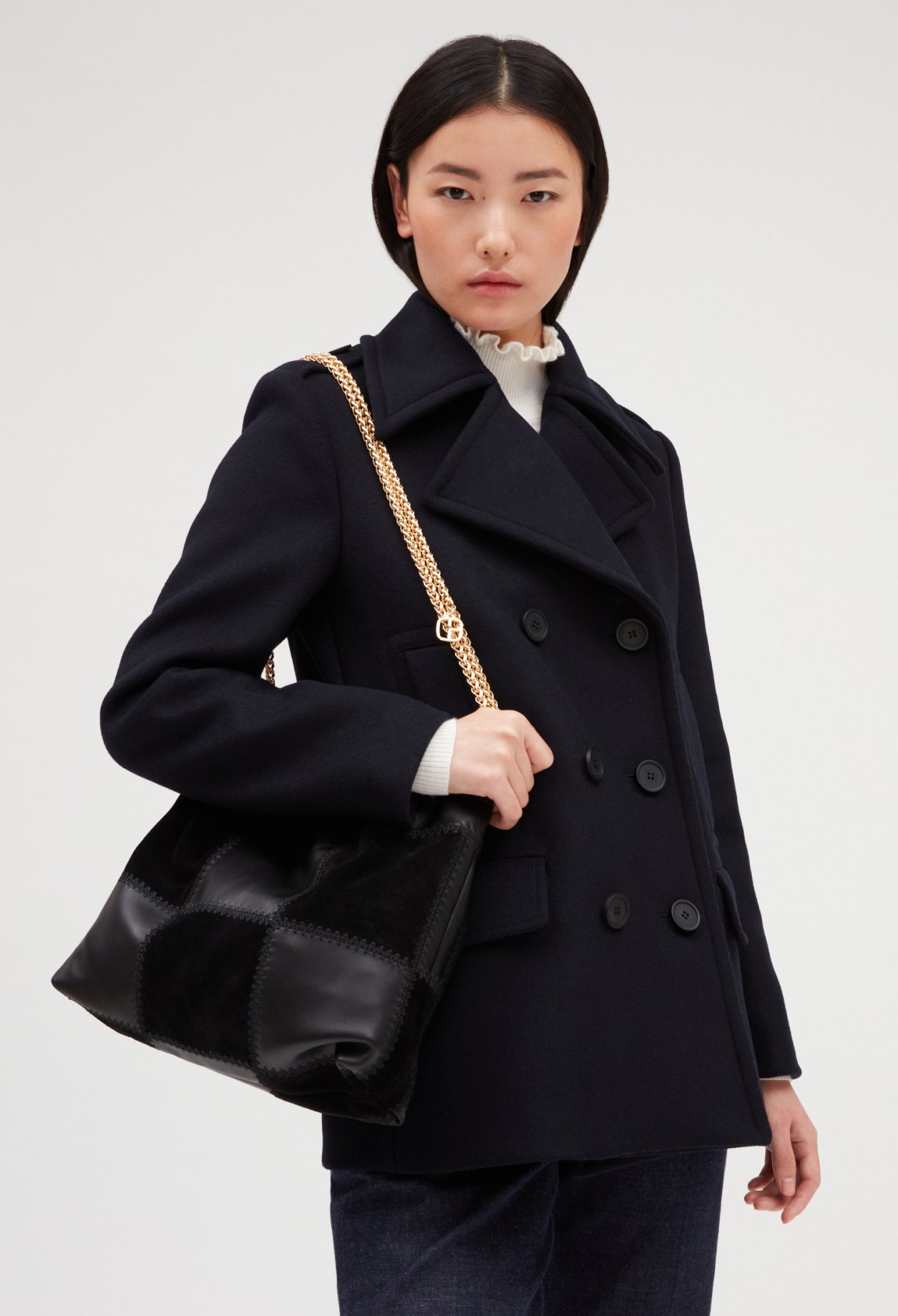 Sac noir pochon cuir