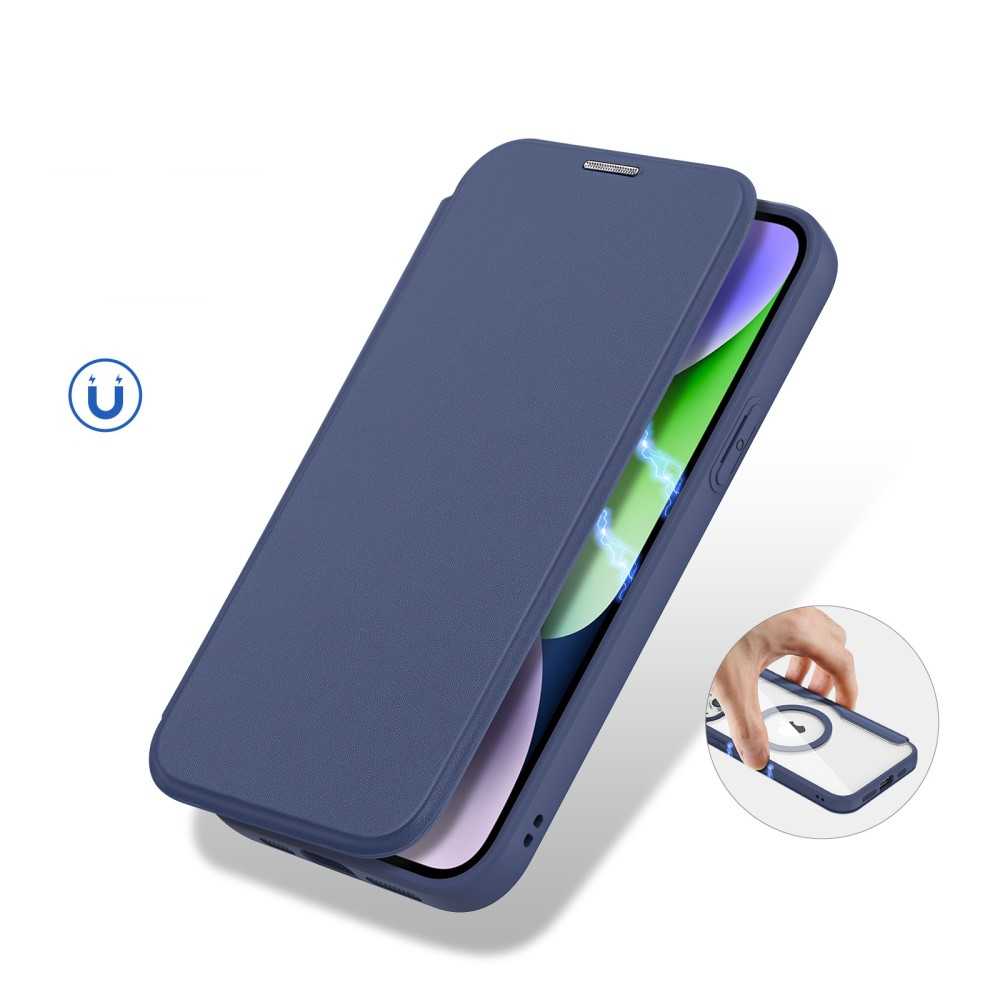 iPhone 15 MagSafe Hybrid Leder Tasche   Kunststoff Rückseite - Blau / Transparent