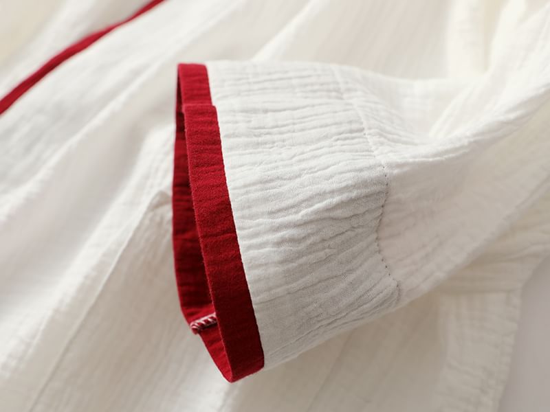 Finlies - Pyjamaset: 3/4-mouwen V-hals effen kimonotop + broek