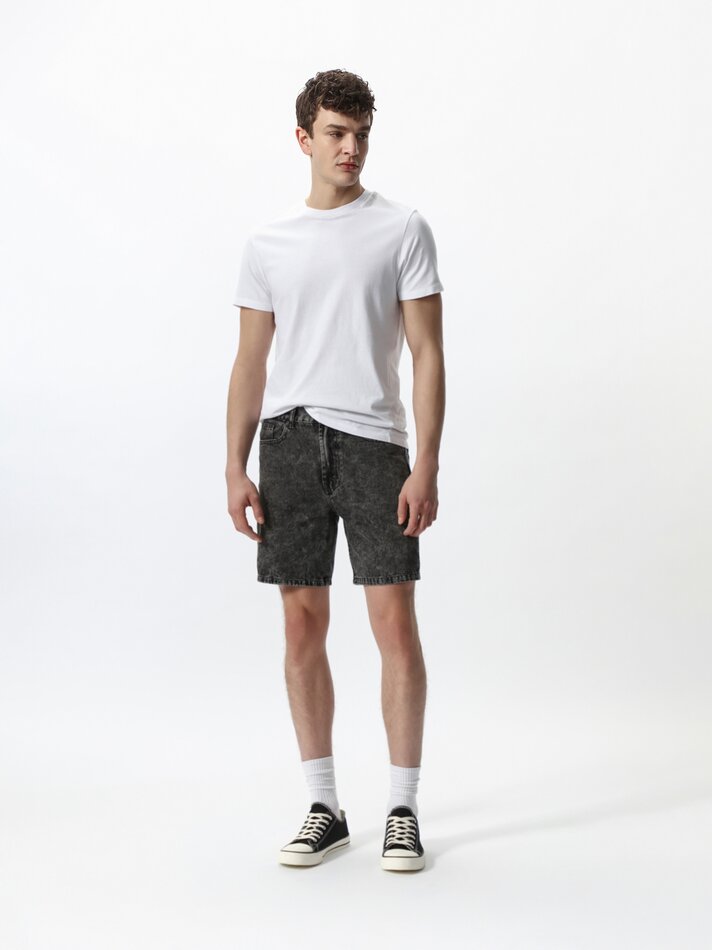 Bermuda jeans slim fit - Cinza antracite
