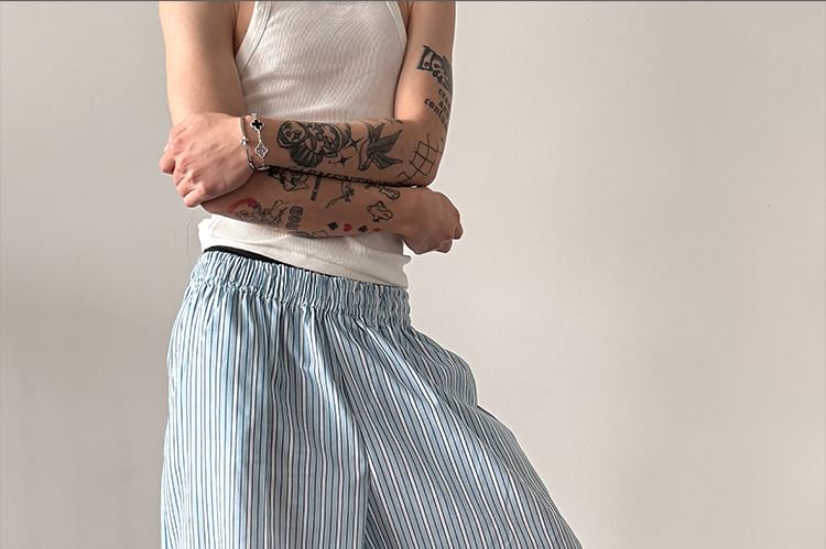 Nahagin - Gestreepte pyjamabroek met wijde pijpen en trekkoord in de taille