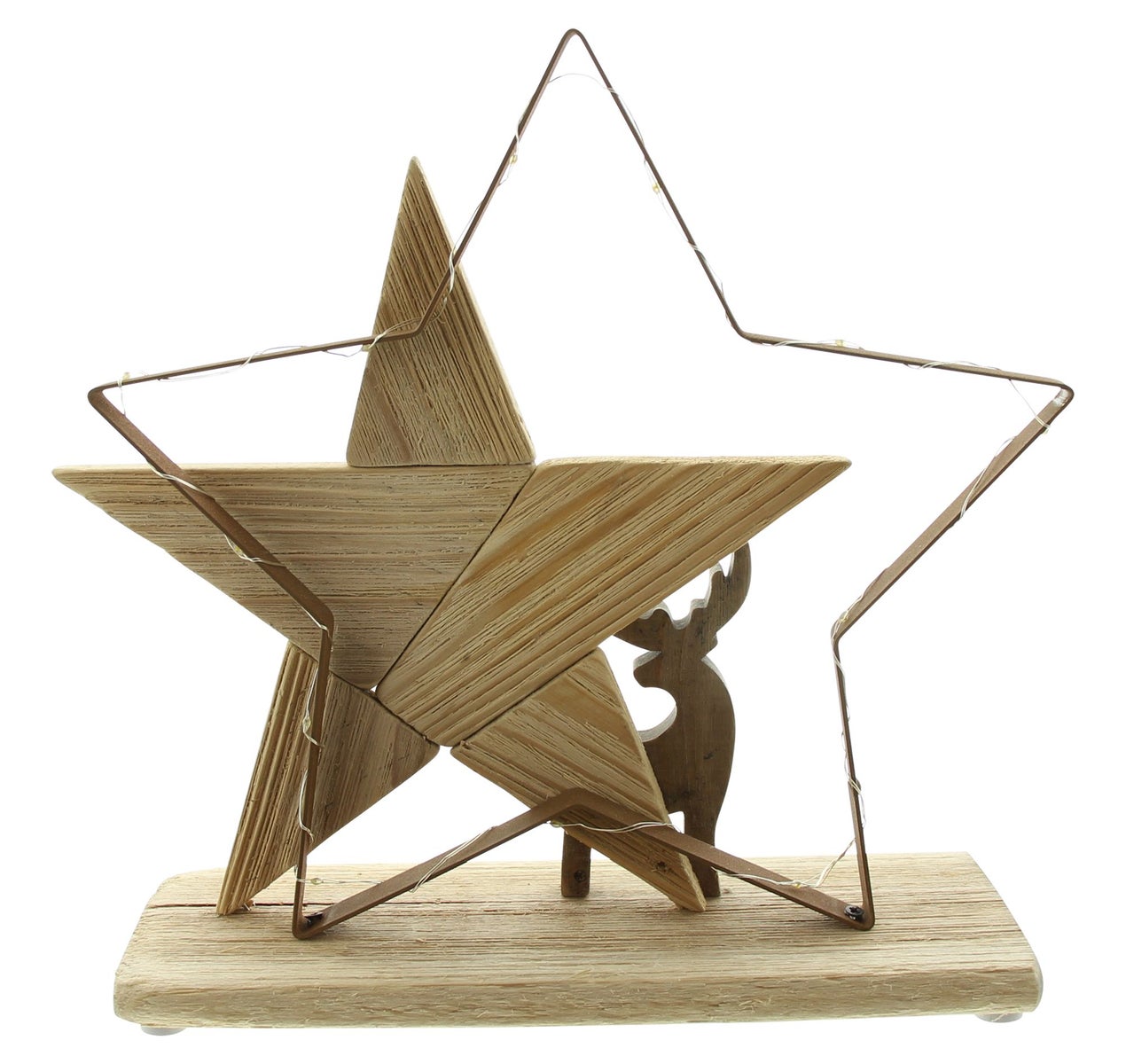 FRANK FLECHTWAREN | LED Decoratieve Lamp Ster, 32 x 10 x 29 cm, zonder batterijen, alleen voor gebruik binnenshuis, HOUT