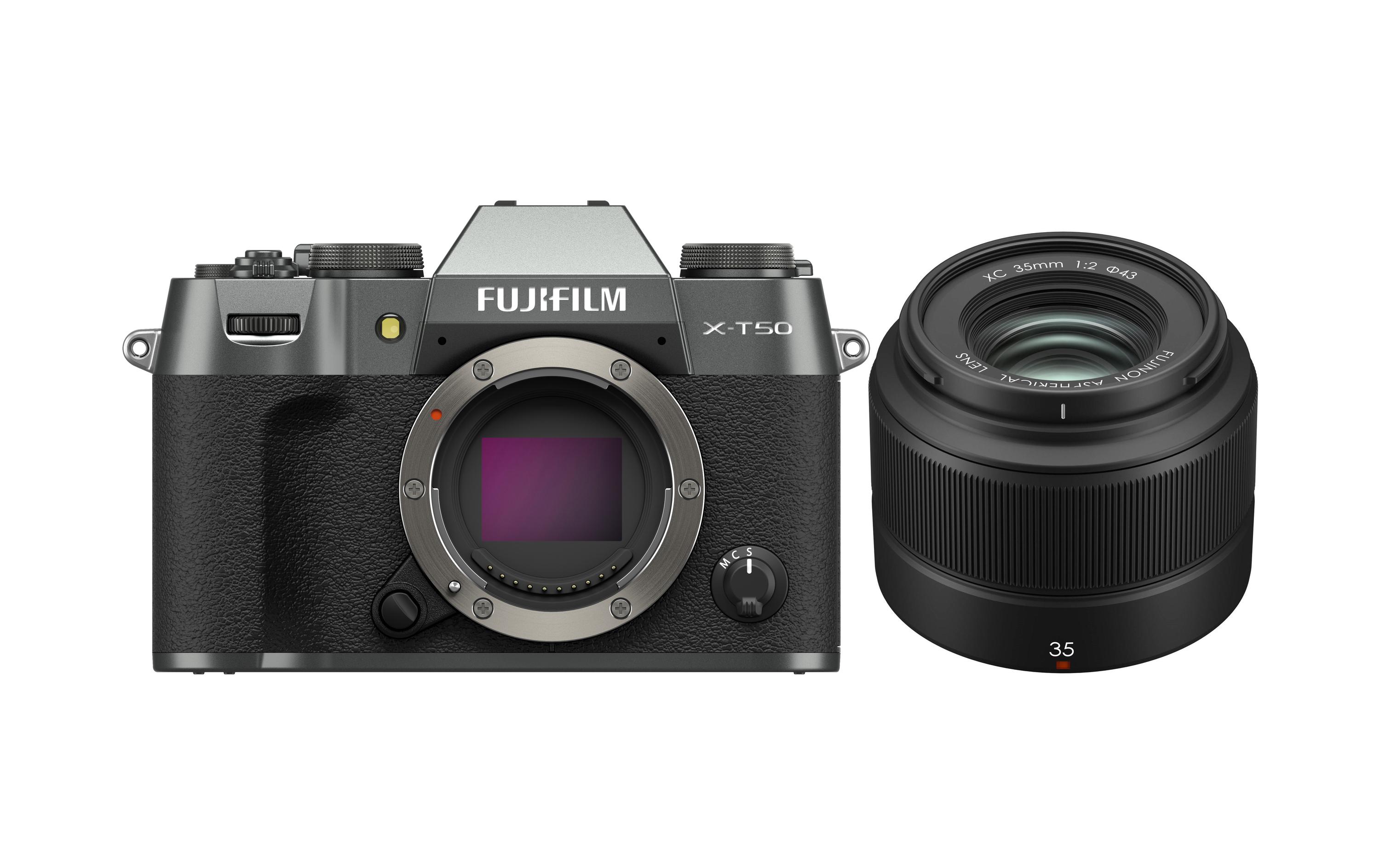 Fotokamera X-T50 Charcoal Silver Kit XC 35mm<br>Kompakte Systemkamera mit 40.2-Megapixel-Sensor, 6.2K-Video und Filmsimulations-Einstellrad