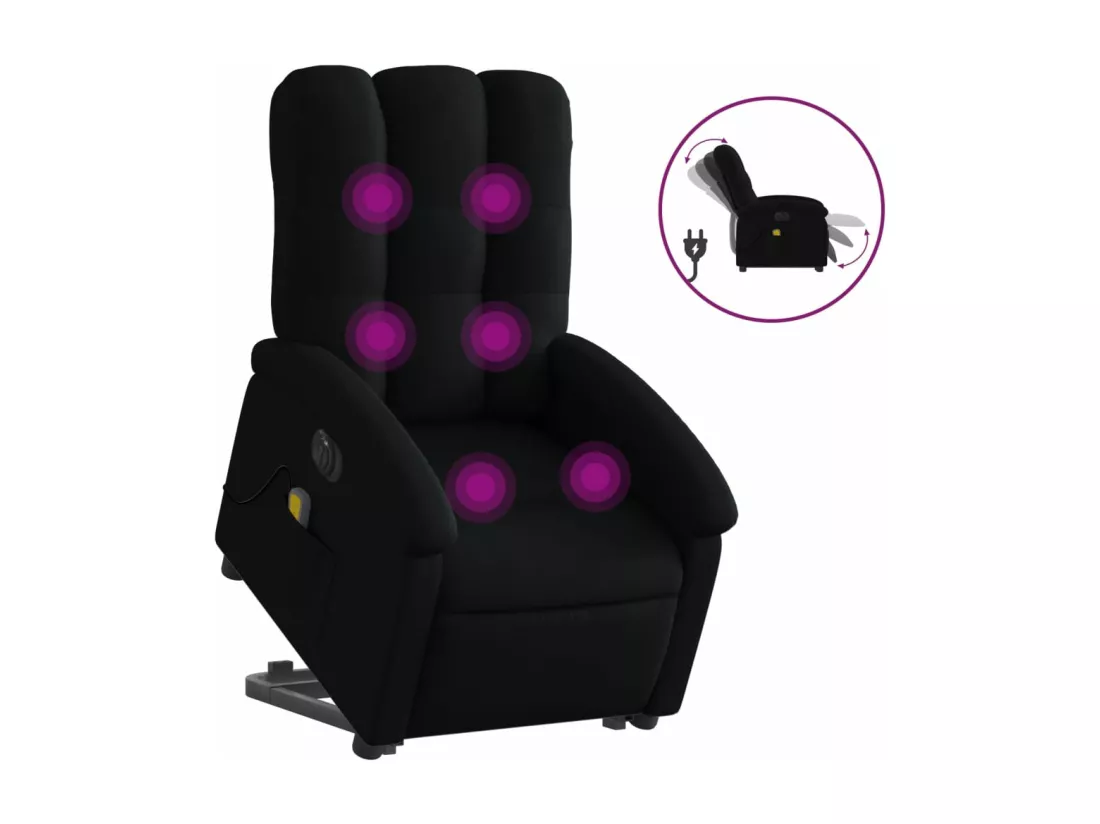 Fauteuil inclinable massant électrique Noir Tissu