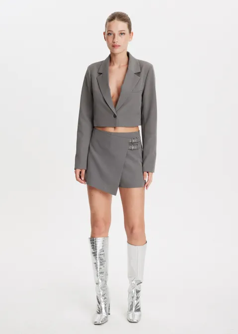 Skort met overslag grijs (GRS.M)