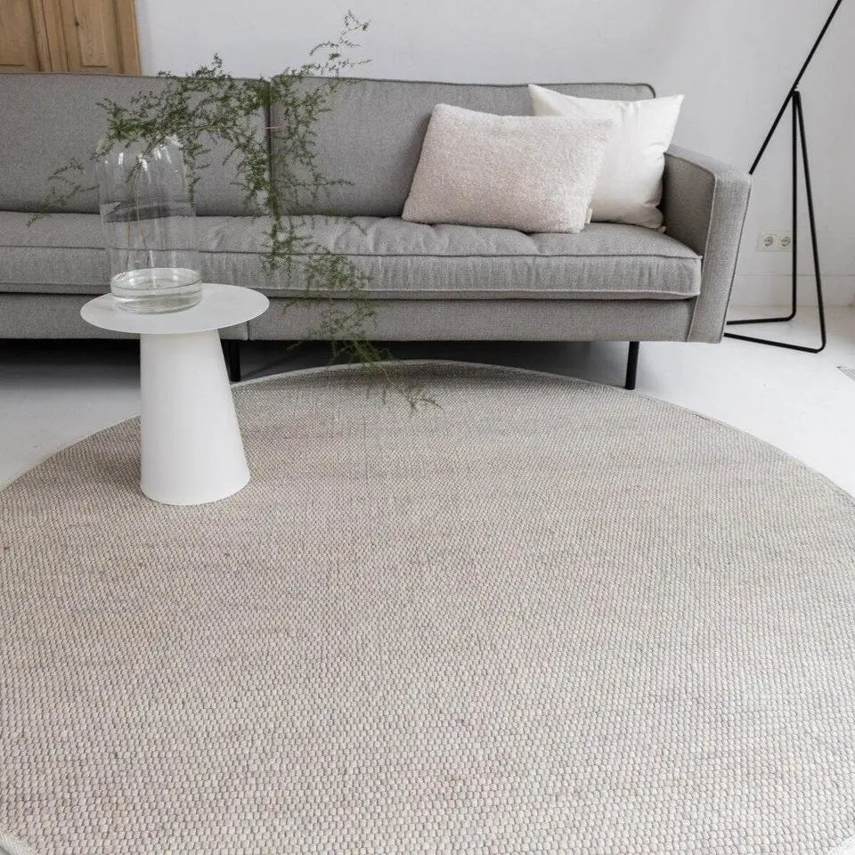 Interieur05 Wollen Vloerkleed Rond Ivoor wit Vik - 240 x 240 cm