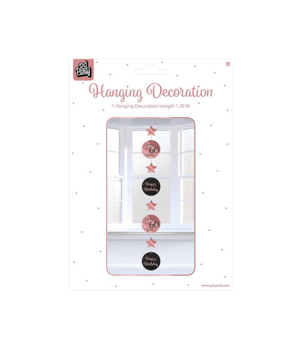 Hangdecoratie 60 Jaar Roze Zwart 20,5cm