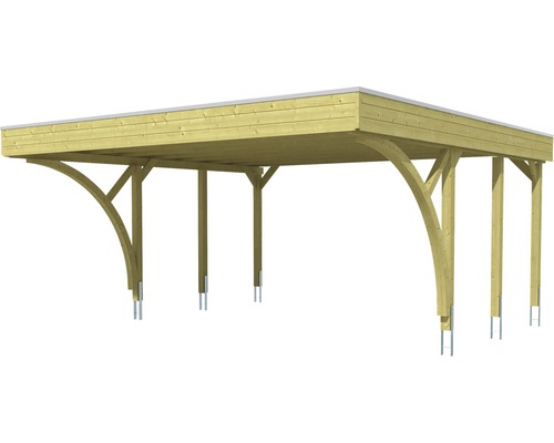 SKAN HOLZ Friesland dubbele carport met 2 inrijbogen en paalankers 557x555 cm geïmpregneerd