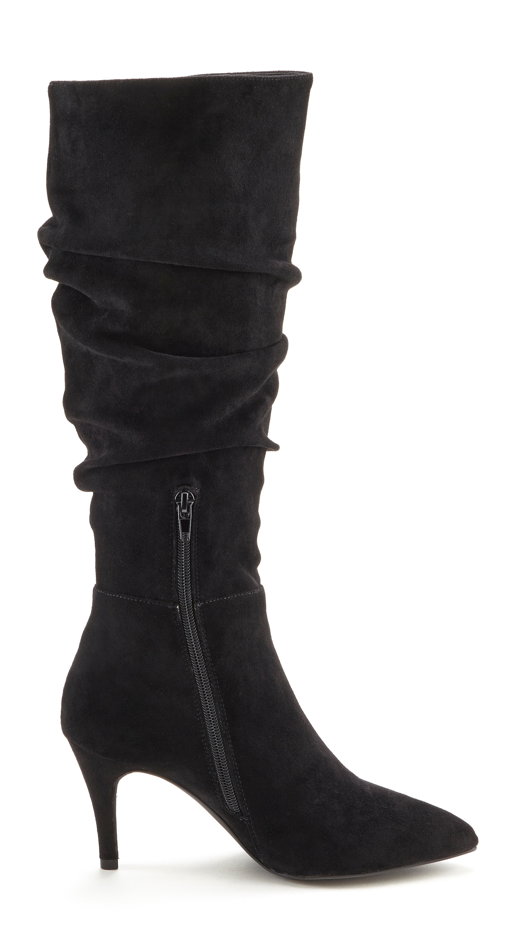 LASCANA Reissverschlussstiefel  mit modischer Raffung, Langschaft, High-Heel Stiefelette,Slouchy Boots