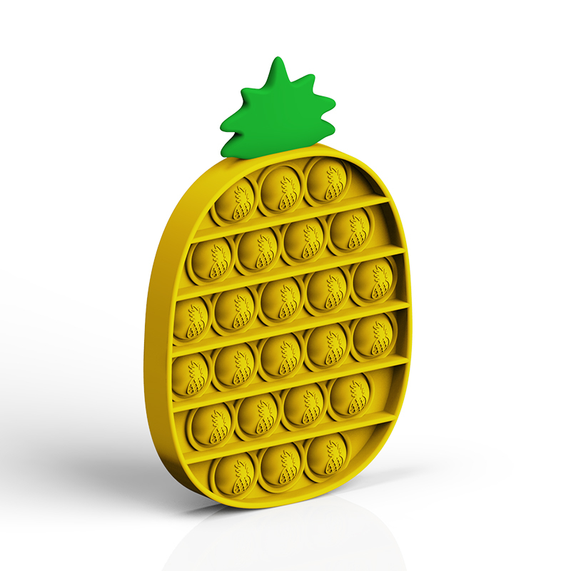 (155x105mm) Anti Stress Silikon Bubbles Pop It Fidget Spiel Ananas - Gelb