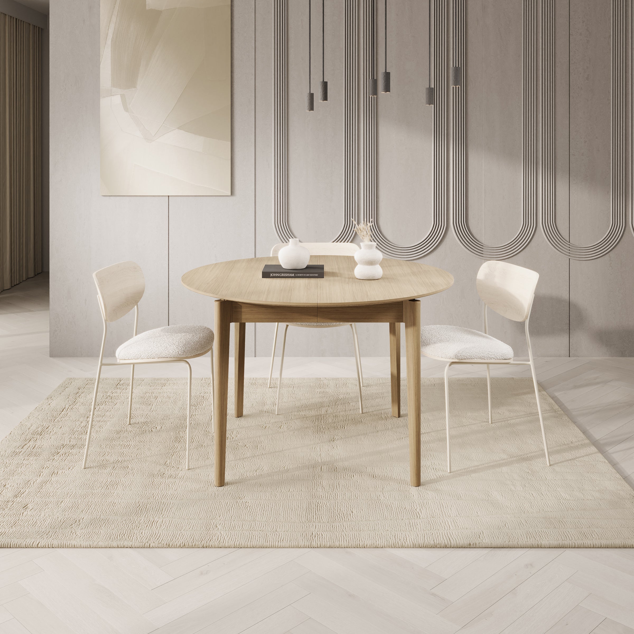 Portino - Eetkamertafel - Licht eiken - 120-240x120x77 cm