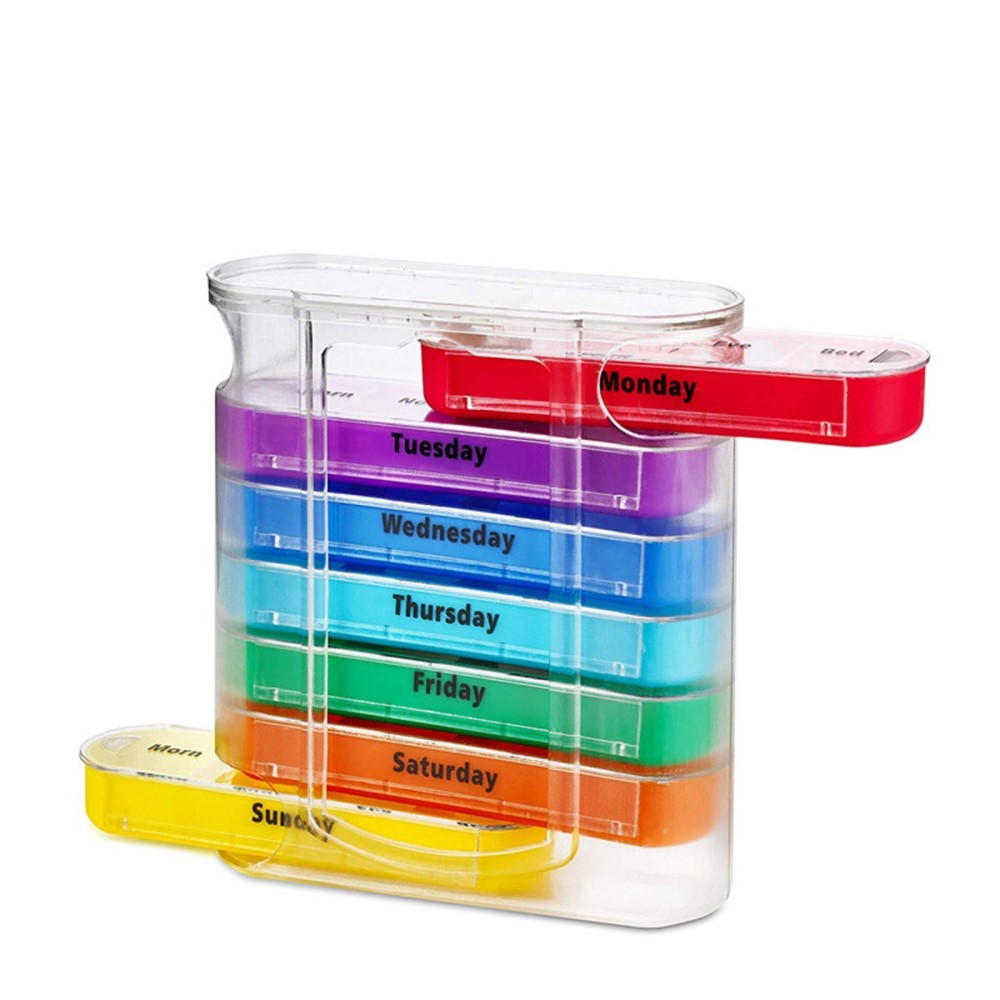 (8-tlg. Set) Medikamenten Dosierer 7 Tage Dosett Tablettenbox Supplements Pillendosen   Aufbewahrungsschublade - Bunt
