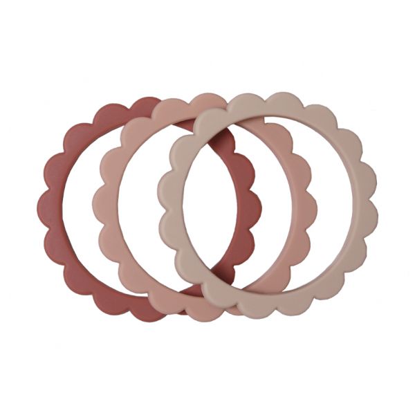 Mushie Bloemen Bijtring / Armband Dove Gray 3 Stuks