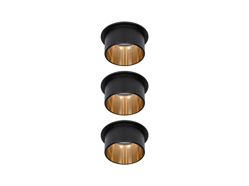 Paulmann Einbauspot LED Gil Coin Set, 3 x 6W, 2700K, Schwar Einbauleuchte zur Deckenmontage
