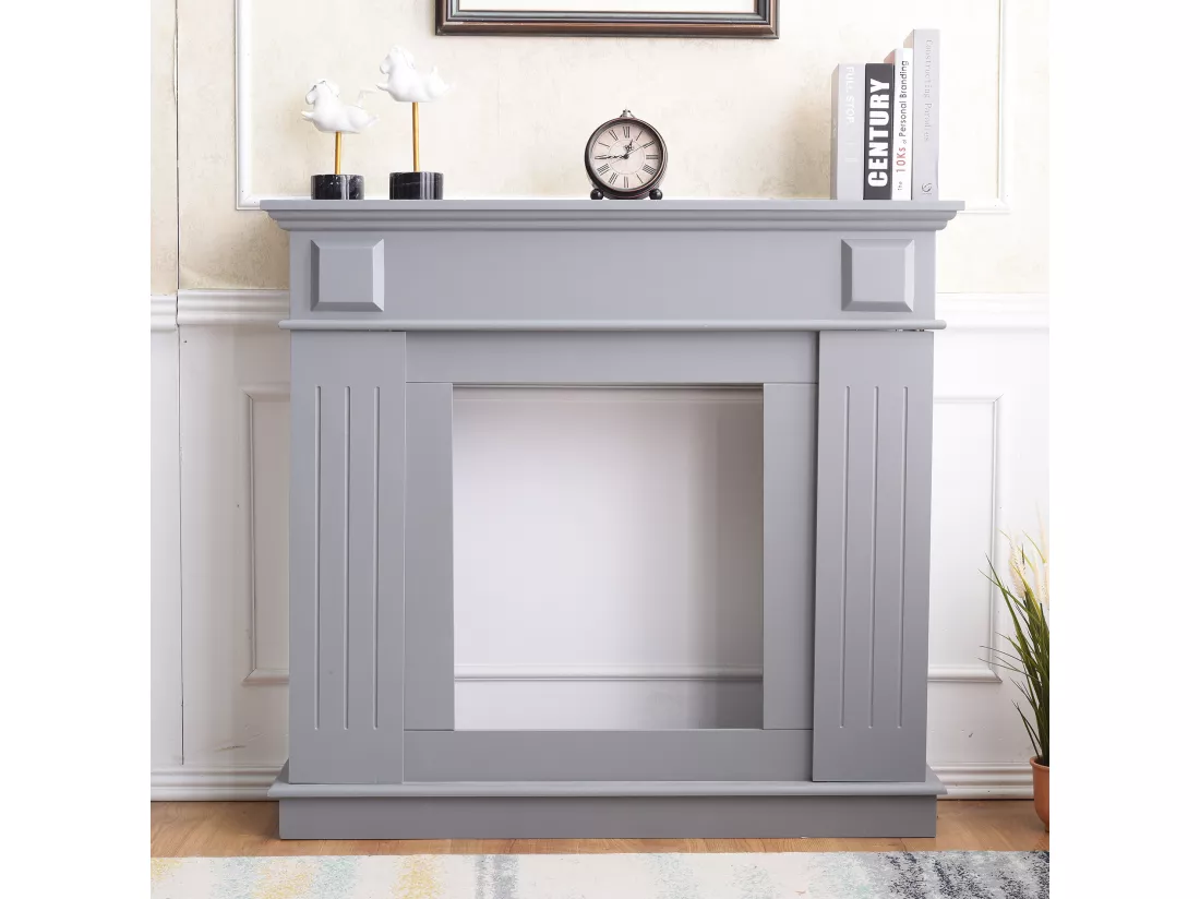 Cadre Décorative Cheminée Décoration Mdf Gris 100x109x26