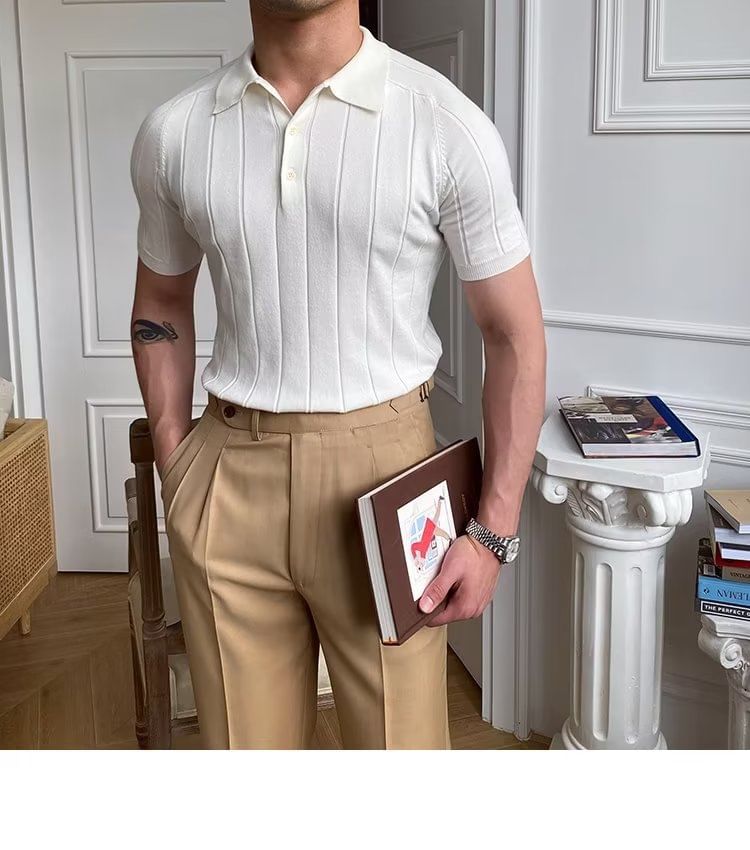 Craltuxe - Poloshirt met korte mouwen en effen ribbels