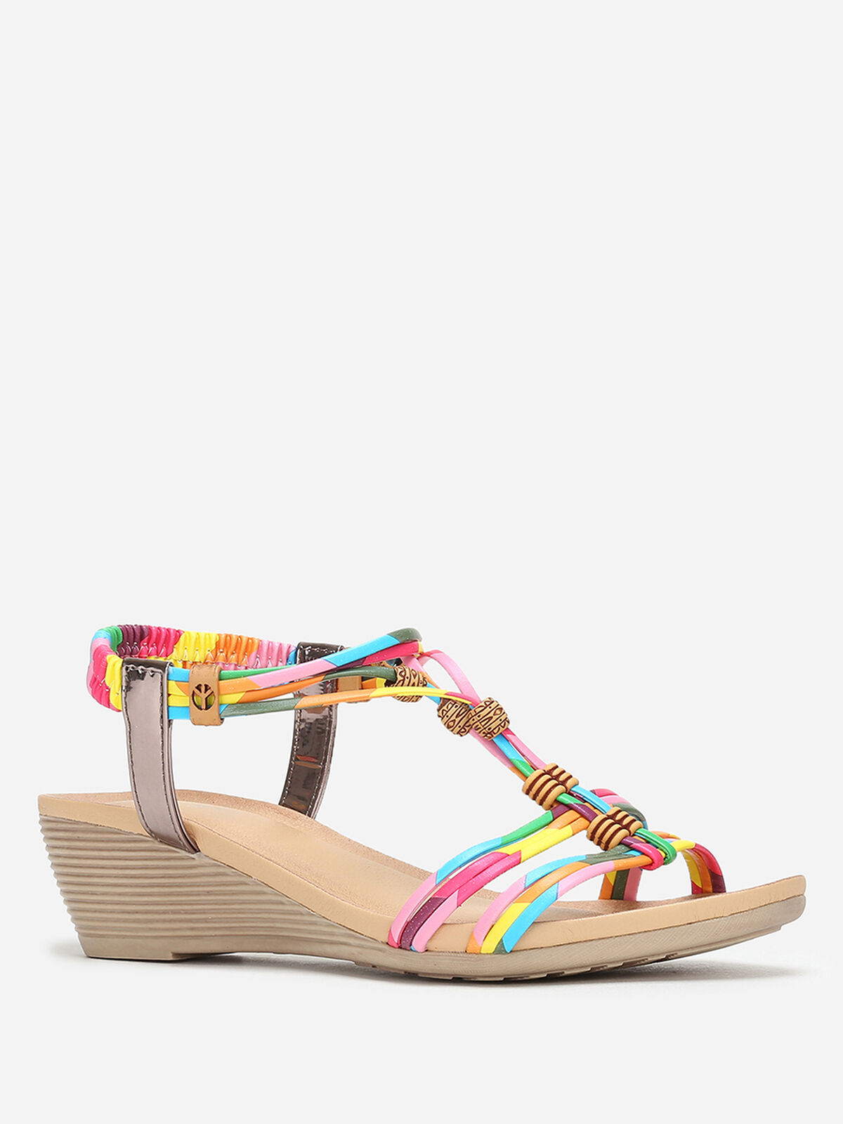 Sandales à fines brides avec perles bohèmes- Multicolore
