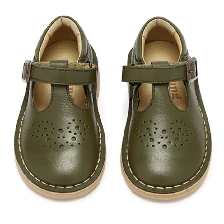 Young Soles Salomés T-Bar Scratchs Penny | Vert olive